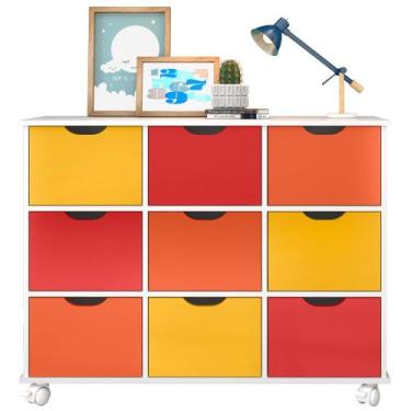Imagem de Nicho Organizador com Rodízios Toys 9 Gavetas Branco/Colorido - Mpozen