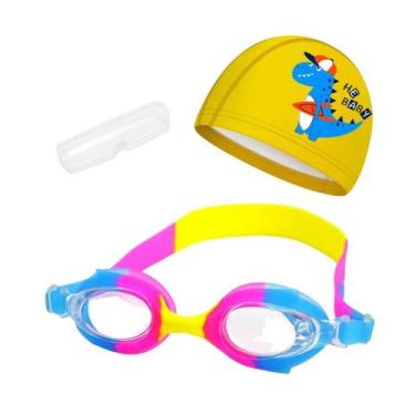 Imagem de Kit Óculos Natação Com Estojo e Touca Infantil Desenhos Coleção Peixin
