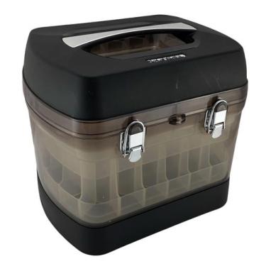 Imagem de Maleta Dompel Preta - Cabe 68 esmaltes com porta Acetona, Preto