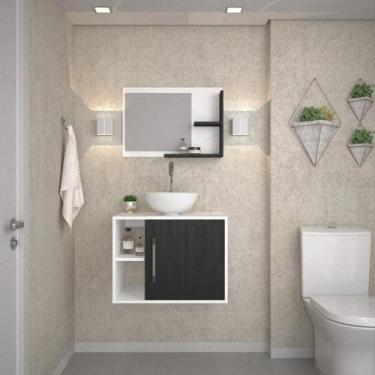 Imagem de Conjunto para Banheiro Gabinete com Cuba Redonda R30 e Espelheira Laur