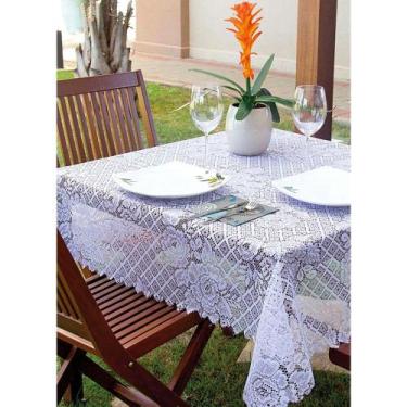 Imagem de Toalha de Mesa Quadrada de Renda Branca 140x140 Cm - JCM