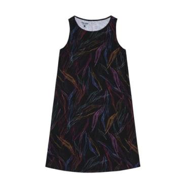 Imagem de Vestido Manga Curta Estampado Meia Malha Malwee Ref. 104806, Azul escu