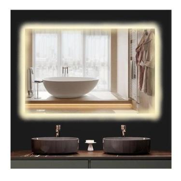 Imagem de Espelho lapidado bisotê Iluminado com LED quente - 80x100cm - Woodglas