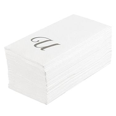 Imagem de Guardanapo de papel branco Luxenap retangular prata letra U - Air Laid, fonte cursiva - 39,5 cm x 20 cm - caixa com 50 unidades
