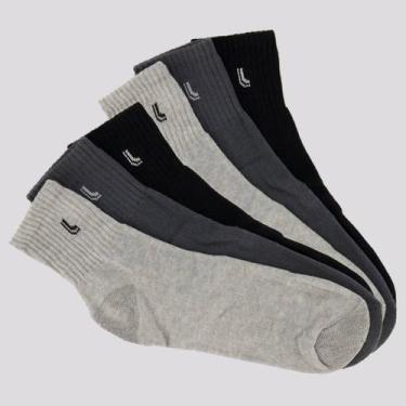 Imagem de Kit Meia Lupo Cano Médio 6 Pares Preta e Cinza Mescla, 37-40