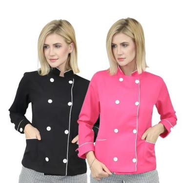 Imagem de Dolmã Chefe de Cozinha Feminina - DEMORGAN, Rosa, PP