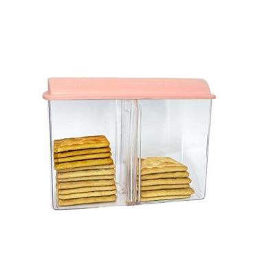 Imagem de Pote Porta Biscoito Bolacha Design Decorativo Organizador Com Divisóri
