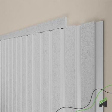 Imagem de Painel Ripado Cabeceira Quarto Cama Casal - Urban White - Meu Rodapé