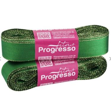 Imagem de Fita de Cetim 22 mm COR 217 Verde Bandeira Natal 10 mt Fitas Progresso