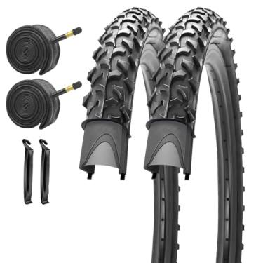 Imagem de SIMEIQI Pacote com 2 pneus e tubos de bicicleta 40,6 cm x 5 cm compatível com pneus de bicicleta de substituição de 294,6 cm x 4,4 cm/5 cm para bicicletas híbridas Mountain Trail
