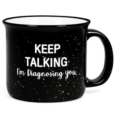 Imagem de Maustic Caneca Therapist Gifts, Psychology Gifts, Keep Talking I'm Diagnosing You, presentes de aniversário de Natal para assistente social School Counselor, canecas de café divertidas, 425 g preta