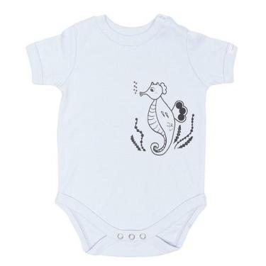 Imagem de Body bebê unissex cavalo marinho manga curta azul claro - Dudsbb, G