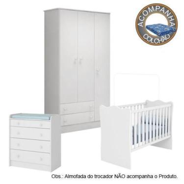 Imagem de Quarto de Bebê Completo Berço Colchão Physical Guarda Roupa Cômoda Doc