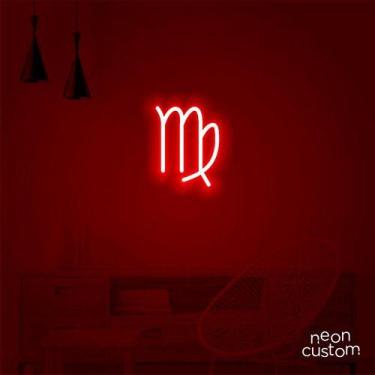 Imagem de luminaria letreiro Neon Led Signo Virgem 70x60 luminoso decoração p/ s