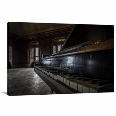 Imagem de Quadro decorativo Piano Vintage Música Tela em Tecido - Wall Frame