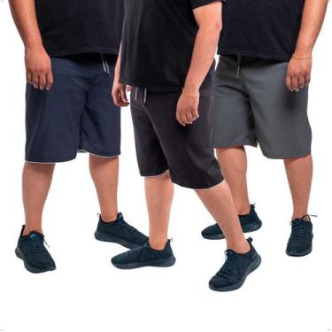 Imagem de Kit 3 Bermudas Plus Size Masculina Tactel  - Ben20, Preto, Marinho, Ci