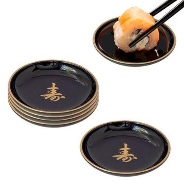 Imagem de Kit C/ 6 Molheira Redonda Preta para Shoyu ou Molhos - AC