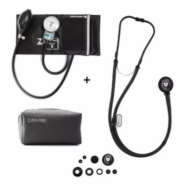 Imagem de Kit Esfigmomanômetro Estetoscopio Rappaport Black Ed P.a Med - P. A. M