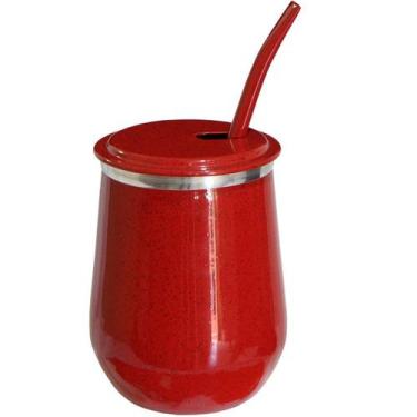 Imagem de Kit Copo Tereré Vino + Bomba Metal Gastrobel - Vermelho Pig