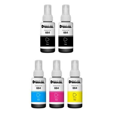 Imagem de Kit 05 tintas T664 para epson compatível com impressora L200, L210, L2