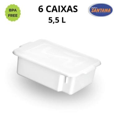 Imagem de Conjunto Com 6 Caixas Organizadoras Com Tampo 5,65L Branca - Plásticos