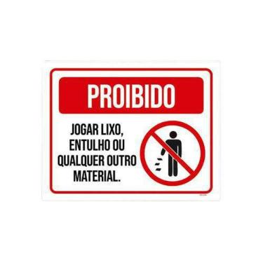 Imagem de Kit 5 Placas De Sinalização - Proibido Jogar Lixo Entulho