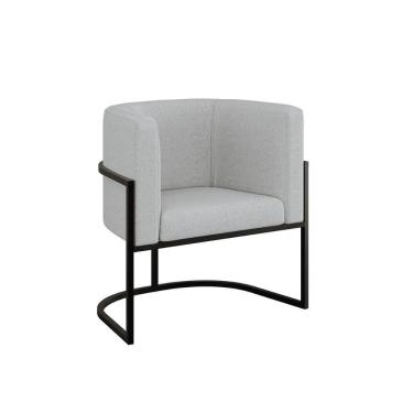 Imagem de Cadeira Poltrona Lua Bouclê Base De Metal Preta Reforçada Cinza
