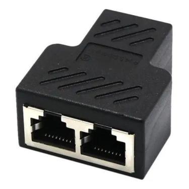 Imagem de Conector Extensor Duplicador Rj45 Splitter Plug T Preto - Master