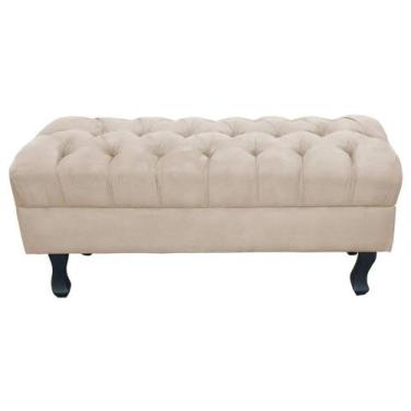 Imagem de Puff Calçadeira Retrô 1,20 Metro Luis Xv Capitonê Suede Bege - DS Esto