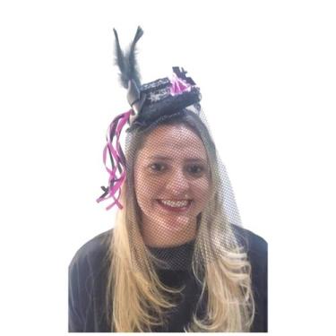 Imagem de Tiara Arco Halloween Viuva Negra Cartola Luxo Eva Com Glitter Arquinho