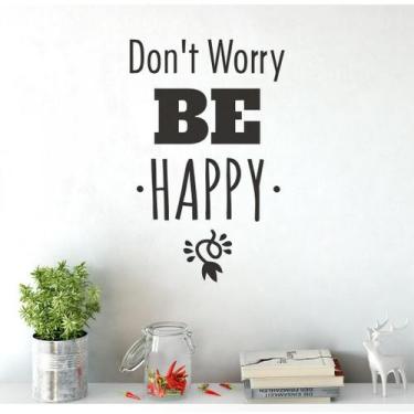 Imagem de  Adesivo De Parede Decorativo Frase Don't Worry Be Happy - DEKAL DECOR
