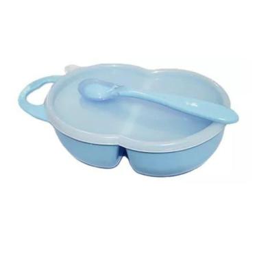 Imagem de Kit Papinha Do Bebê 2 Pçs Porta Papinha C/ Divisória / Tampa e Colher 