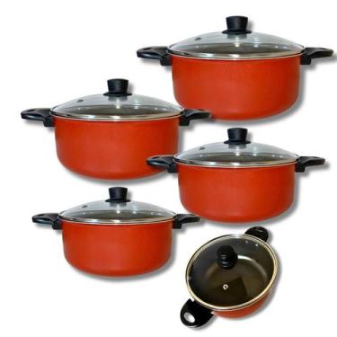 Imagem de Jogo De Panelas 14 16 18 20 E 22 Antiaderente C/ Tampa Vidro - GAL ALU