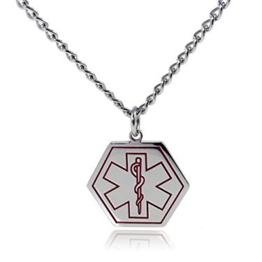 Imagem de Max Petals - BLOOD THINNER Medical Alert ID Stainless Steel Pendant Necklace with 26" Chain