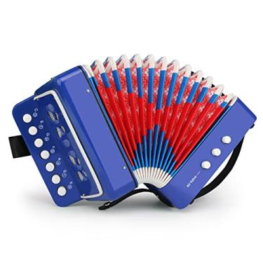 Imagem de Acordeão infantil, mini acordeão de controle de 10 teclas, presente fácil de brincar para crianças, iniciantes, instrumento musical leve, desenvolvido, adequado para 3 anos ou mais (azul)