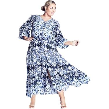 Imagem de Avenue Maxi Elouise feminino plus size, Borda azul-marinho, 48