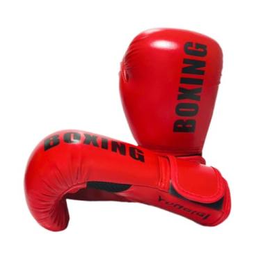 Imagem de Vaveren Luvas de treinamento de boxe, saco de pancadas, suporte de pulso, leve, equipamento de boxe, suprimentos para iniciantes, prática de jogo, Vermelho, 10 onças