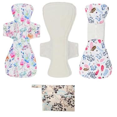 Imagem de ReUseLife Pacote com 4 almofadas menstruais de pano de 40,6 cm, absorventes higiênicos reutilizáveis, laváveis durante a noite ou pós-parto, sem cheiro