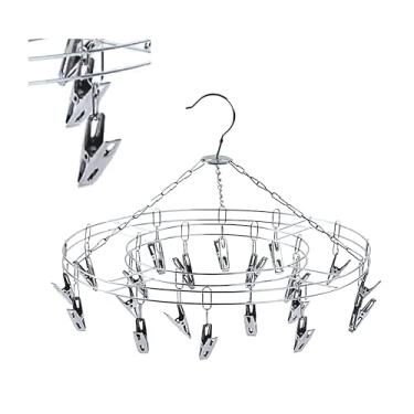 Imagem de Varal Suspenso Redondo com 20 Prendedores em Aço Inoxidável – Circular Secagem para peças pequenas, roupas íntimas, lingeries e roupas de bebê. Compacto, durável e ideal para qualquer espaço!