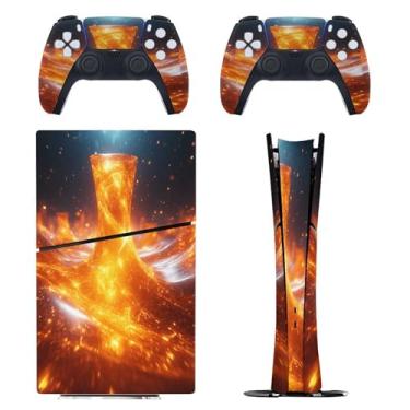 Imagem de Skin for PS5 Slim Digital Edition, capa adesiva para console e controle PlayStation 5, película protetora removível fácil de envolver acessórios para jogos, decalque capa completa - padrões artísticos