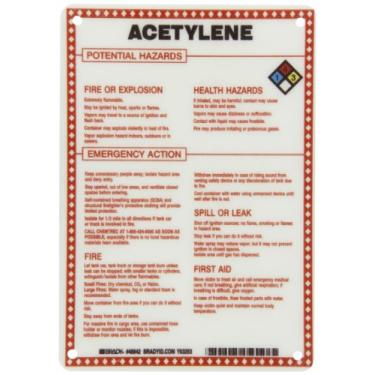Imagem de Brady 48842 Placa de material perigoso de fibra de vidro premium, 25,4 cm x 17,8 cm, legenda "acetileno"