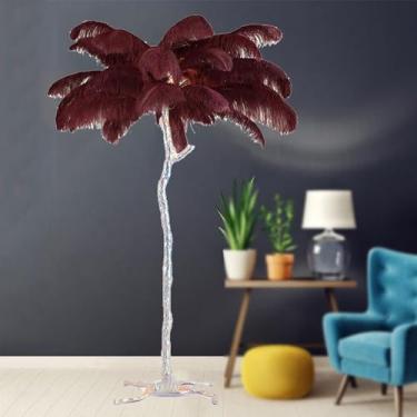 Imagem de Luminária de chão moderna, luminária de chão de penas de avestruz com 3 cores reguláveis, corpo de luz prateada, lâmpada decorativa de penas, luminária de chão romântica para sala de estar e quarto