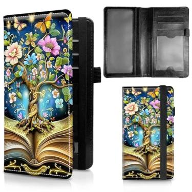 Imagem de Dikoer Capa de livro de cheques para talão de cheques pessoal com cheques duplicados, porta-cartões com aba de plástico de poliuretano, suporte de argola com bloqueio de RFID, carteira fina para