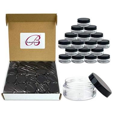 Imagem de (Black Lid (40 Jars)) - 40 New empty 10 Gramme (0.35 oz) Plastic Pot Jars - BPA FREE Clear Round Acrylic Container for Travel, Cosmetic, Makeup, Bead, Sample, Lip Balm, Candy, Herbs, Eye Shadow 10g/10ml (Black Lid)