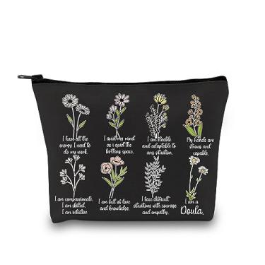 Imagem de Bolsa de zíper Doula Intuitive Birth Worker Affirmations Gift Doula Appreciation Gift I Am A Doula Makeup Bag, I Am A Doula, preto, Bolsa cosmética de lona com zíper