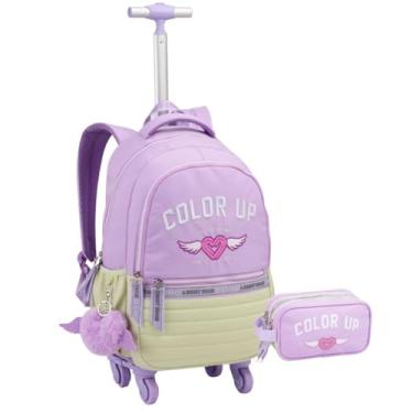 Imagem de Kit Mochila De Rodas e Estojo 360º Com Compartimento Para Notebook Lilas