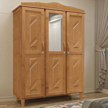 Imagem de Guarda-Roupa 3 Portas 3 Gavetas Freijó Brasil Madeira Pinus - Cavazotto