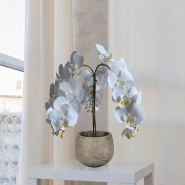 Imagem de 4 Orquídeas phalaenopsis Branca Artificial Verdes - Flor Decorativa pa