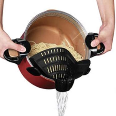 Imagem de Pote de drenagem de silicone de boca larga lateral escorredor de silicone cesta de dreno macarrão de frutas é filtrado e à prova de vazamento