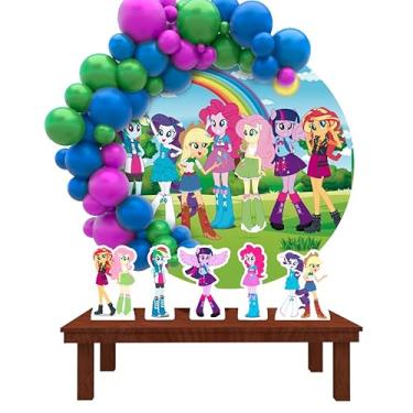 Imagem de Kit Decoração Painel Redondo Festa de Aniversário Infantil Equestria Girls MYLP